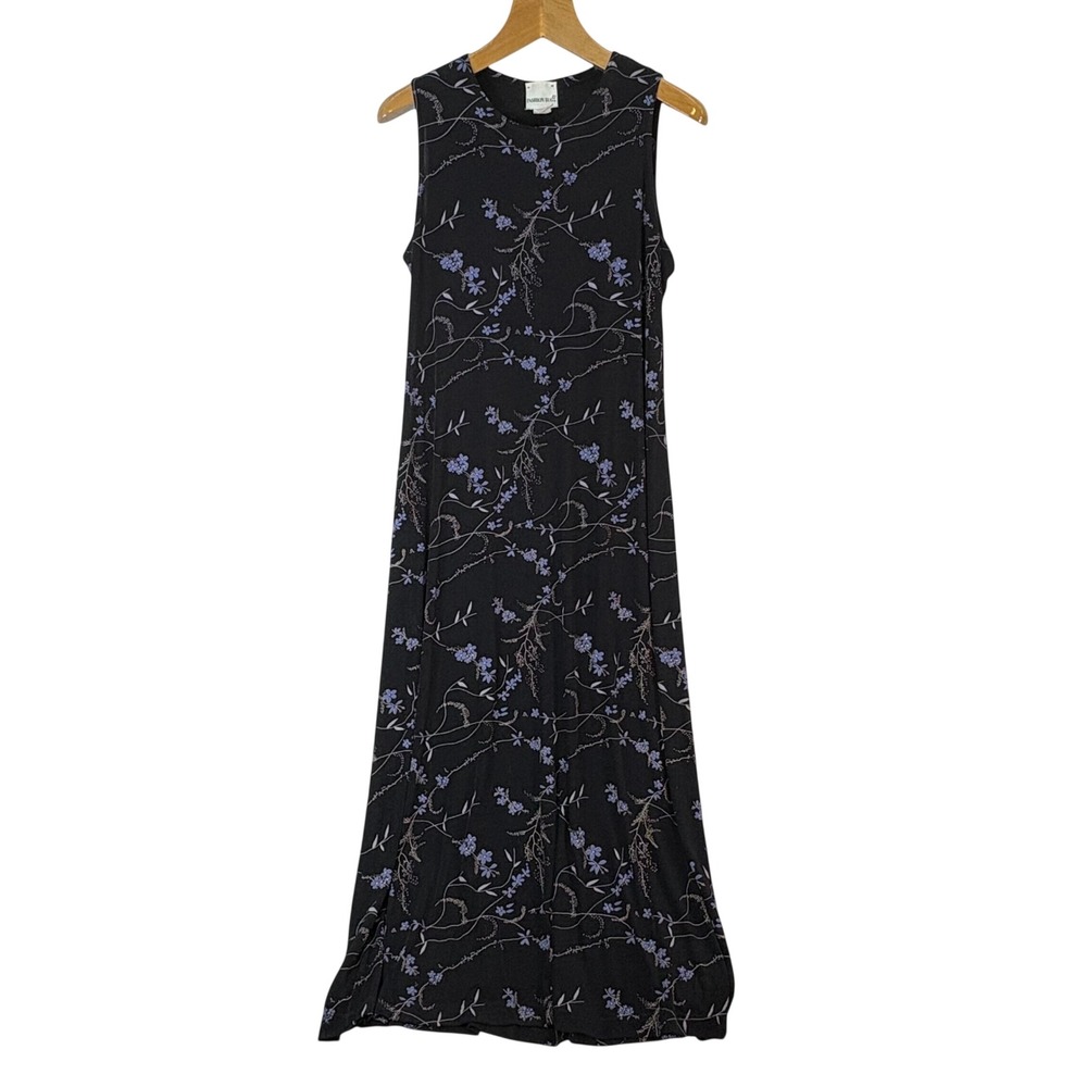 Fashion Bug Floral Sleeveless Maxi Dress Black Women 16 90s Whimsigoth Grunge